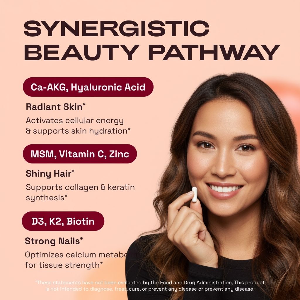 FloraGlow Beauty Complex – Ca AKG, MSM, Hyaluronic Acid, Biotin